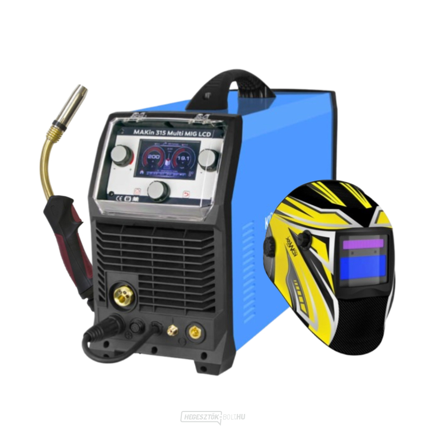Inverteres MAKin 315 Multi MIG LCD + Pisztoly + Sisak
