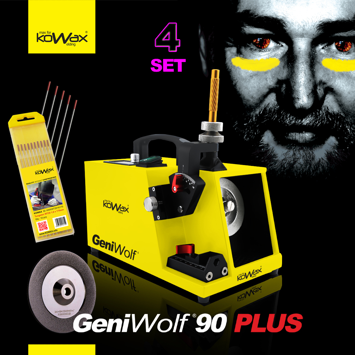 KOWAX Volfrámelektróda csiszoló GeniWolf® 90 PLUS SET4