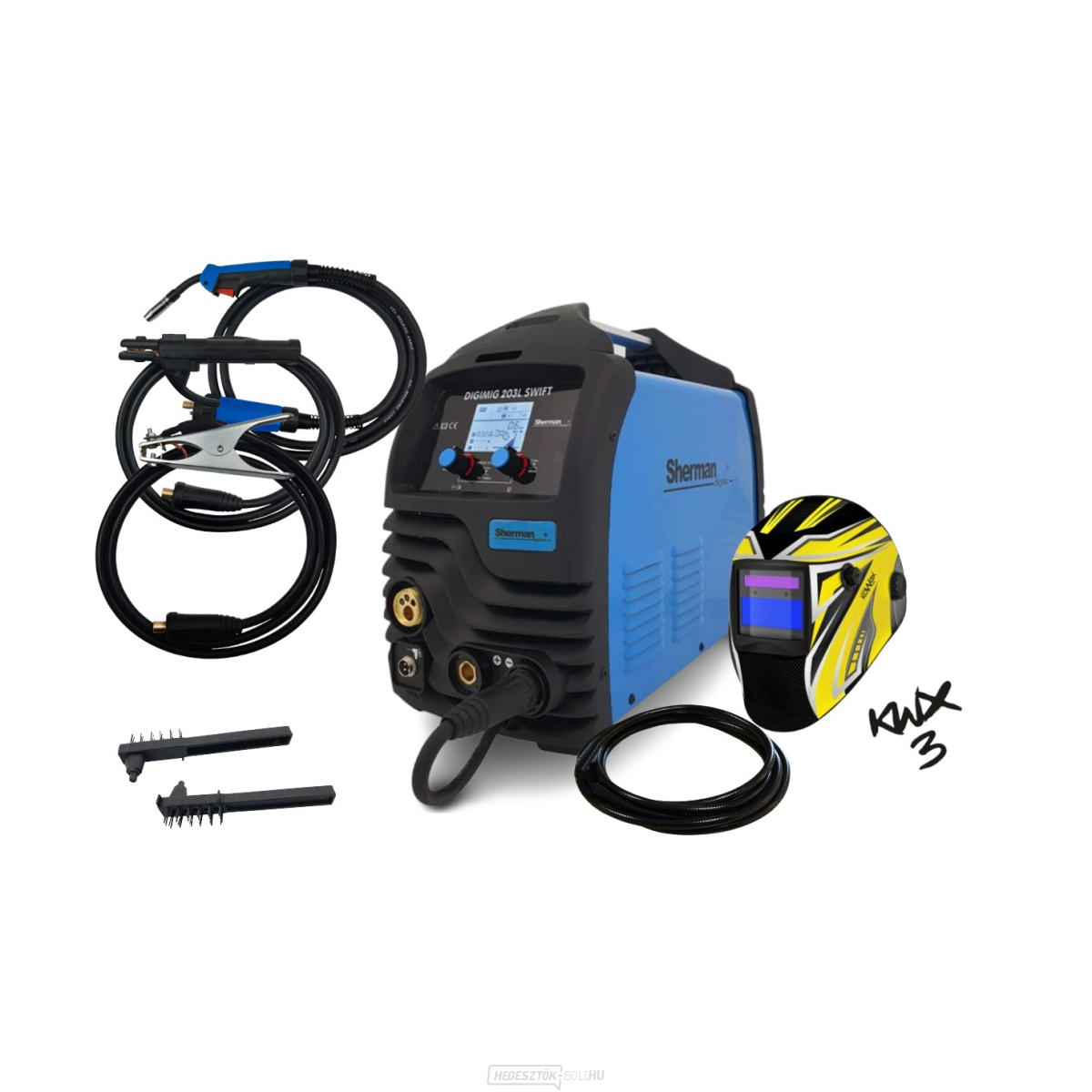 Sherman Synergic inverteres hegesztő DIGIMIG 203L SWIFT + MIG égő + kábelek + sisak + tömlő