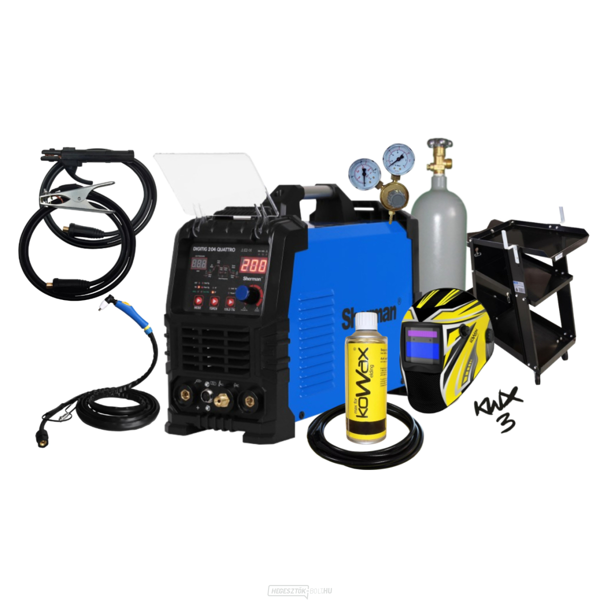 DIGITIG 204 QUATTRO + Kábelek + Zseblámpák + Sisak + Tömlő + Tele CO2 Palack + Visszacsapó szelep + Spray + Kocsi