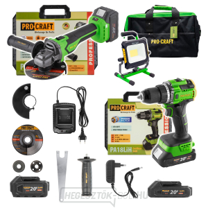 BG400 akkumulátorkészlet táskában: PA18LiH csavarhúzó, PGA22 sarokcsiszoló, LP20 zseblámpa (reflektor) | SPA18LiH-1B/PGA22-1B/LP20/BG400 gallery main image