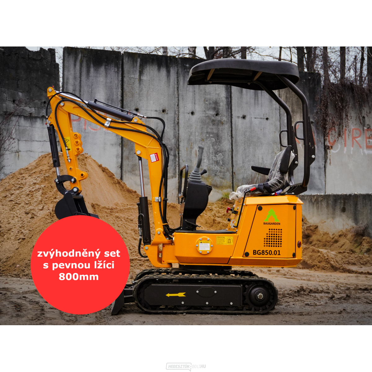 Baugarden BG850.01 B&S mini kotrógép akciós készlet fix kanállal 800 mm