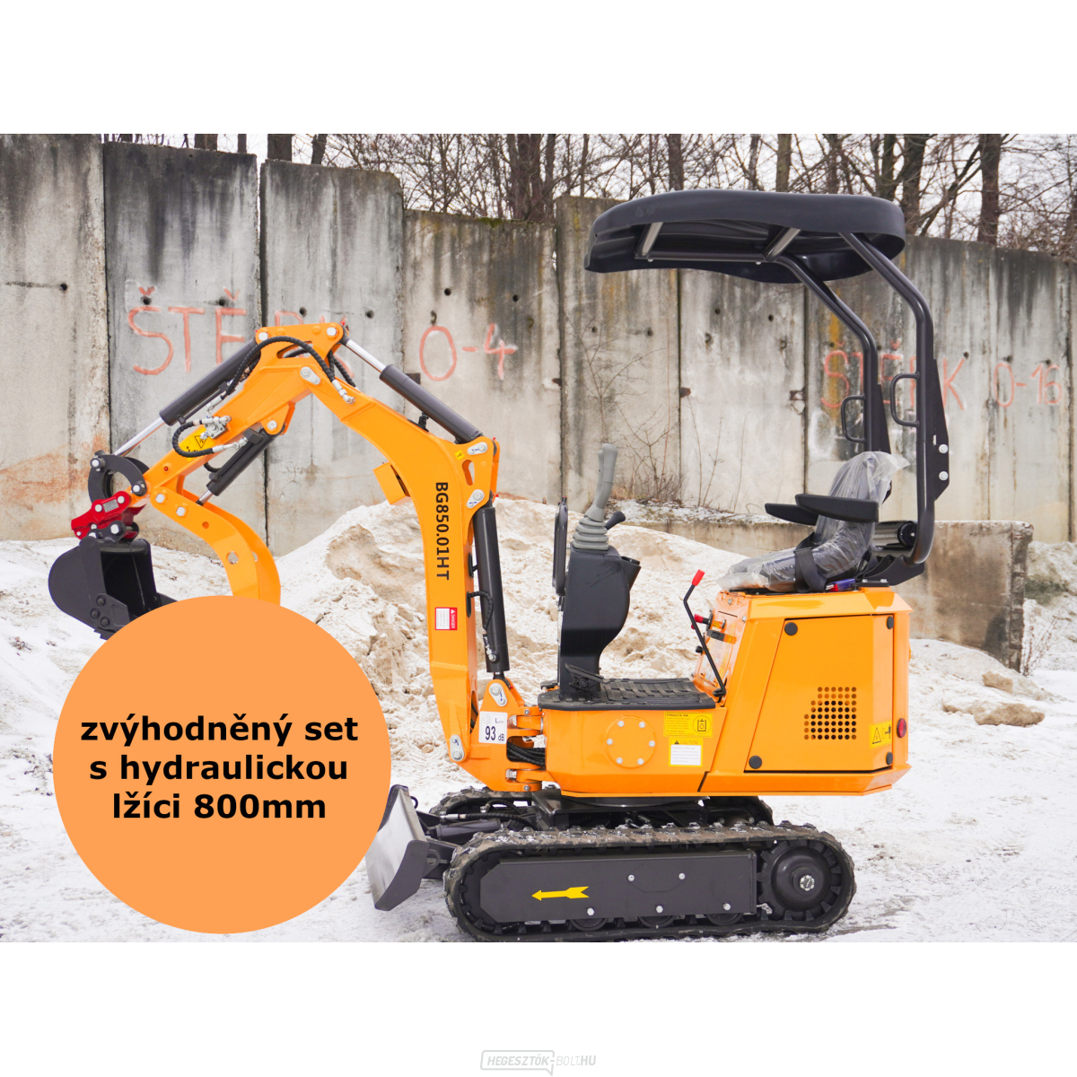 Baugarden BG850.01 HT mini kotrógép akciós készlet hidraulikus kanállal 800 mm