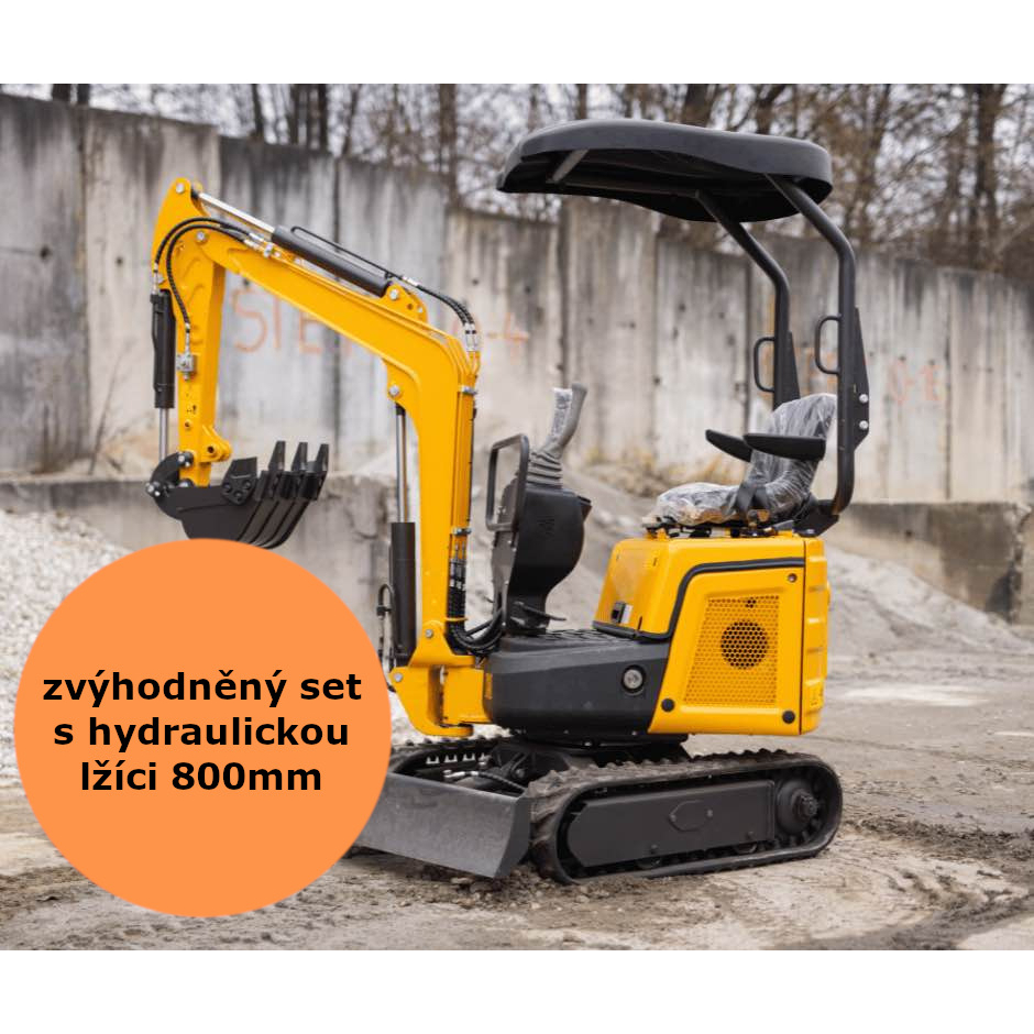 Baugarden BG910.02 mini kotrógép akciós készlet hidraulikus kanállal 800 mm