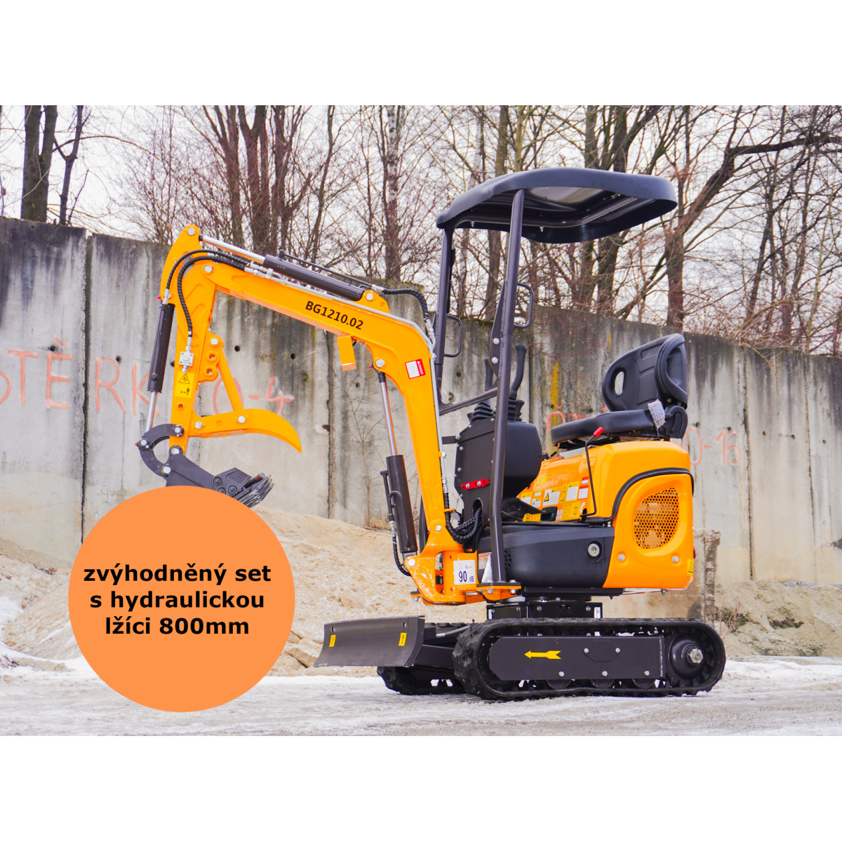 Baugarden BG1210.02 mini kotrógép akciós készlet hidraulikus kanállal 800 mm