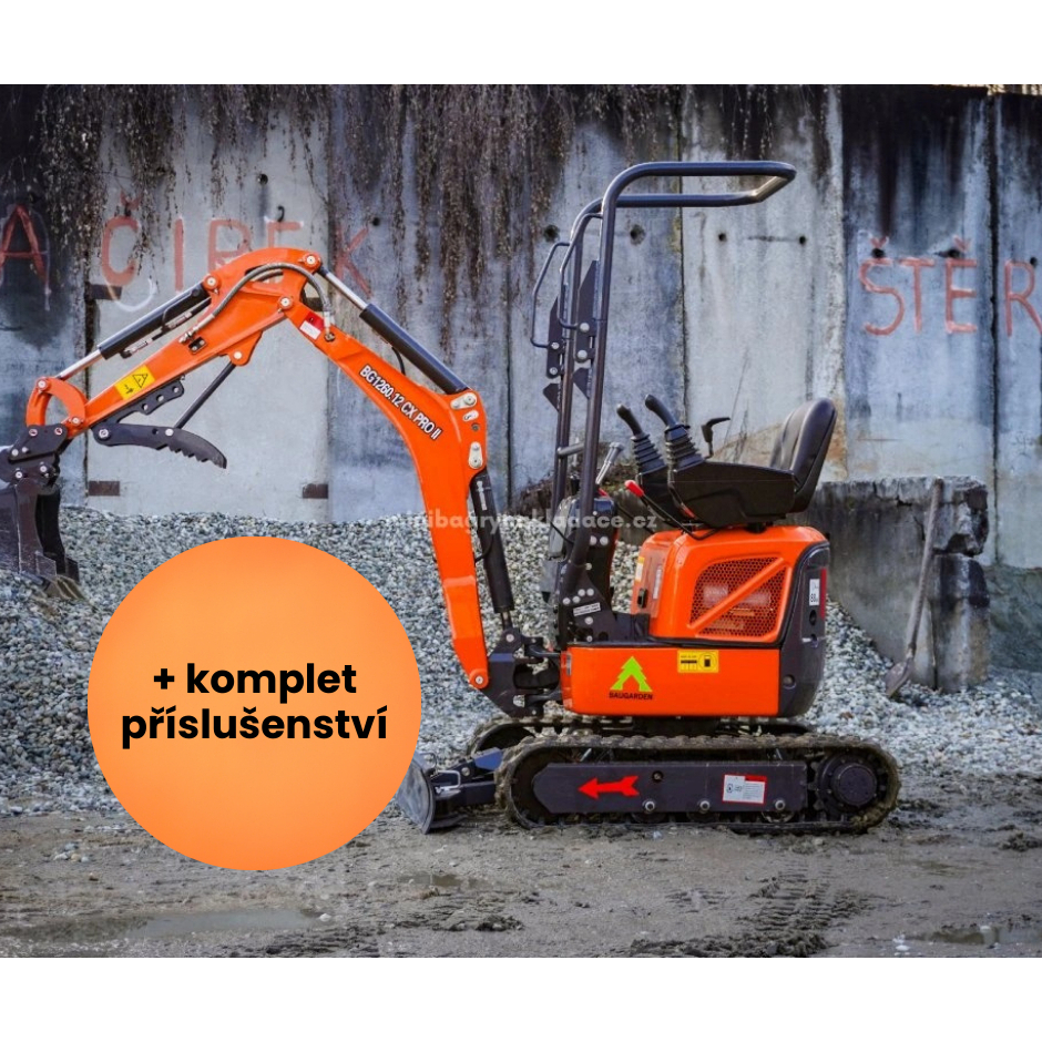 Baugarden BG1260.12 CX PRO II Kubota minikotró akciós készlet hidraulikus kanállal 800 mm