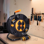 Solight dobhosszabbító kábel, kültéri, 4 aljzat, fekete, 50m Előnézet 